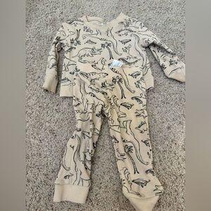 Carters Baby Boy Dinosaur Set Long Sleeve Pants Tan Waffle Knit 12 Months